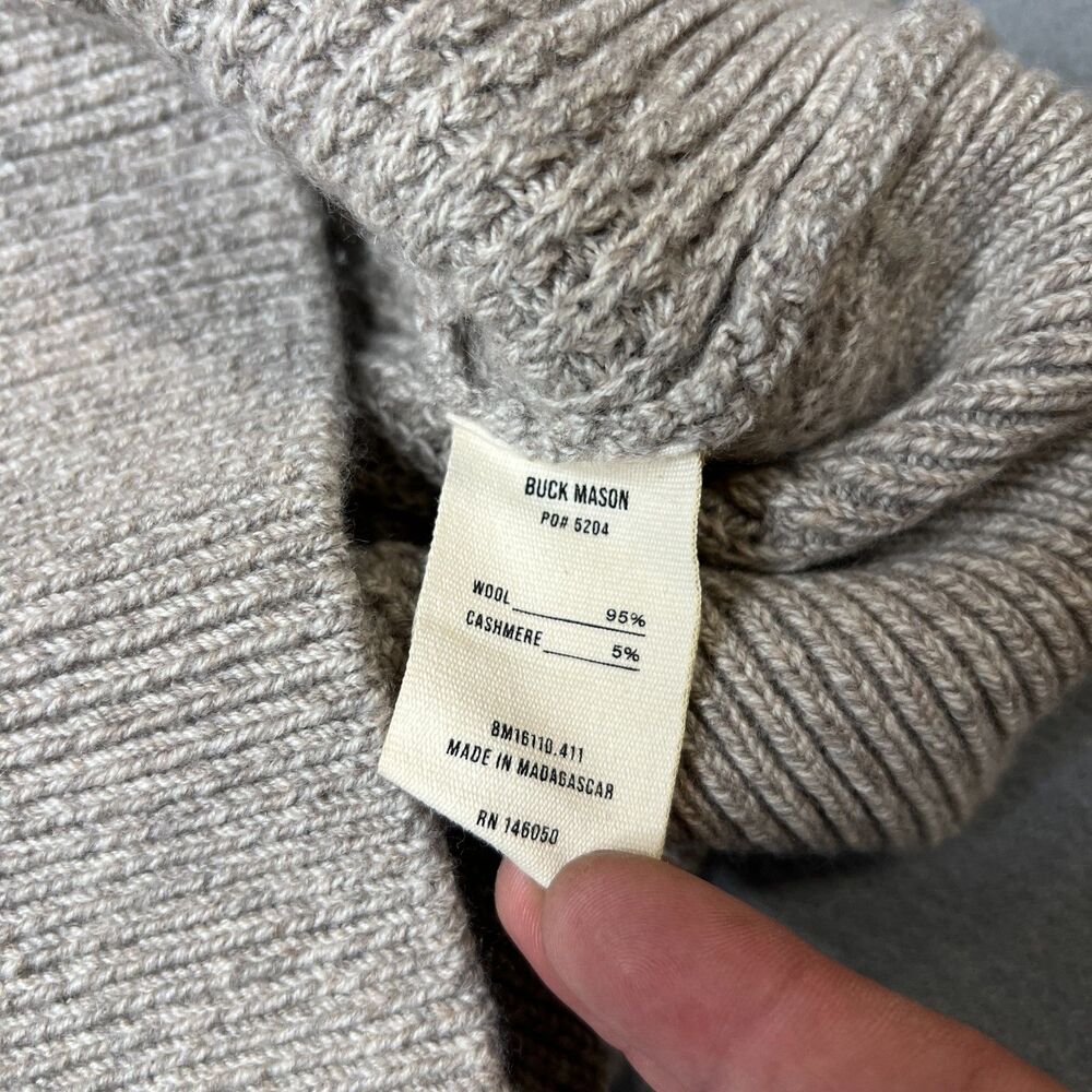 Buck Mason Sweater Womens Large Beige Wool Blend Mock Neck Casual Chunky Knitted - Picture 4 of 9